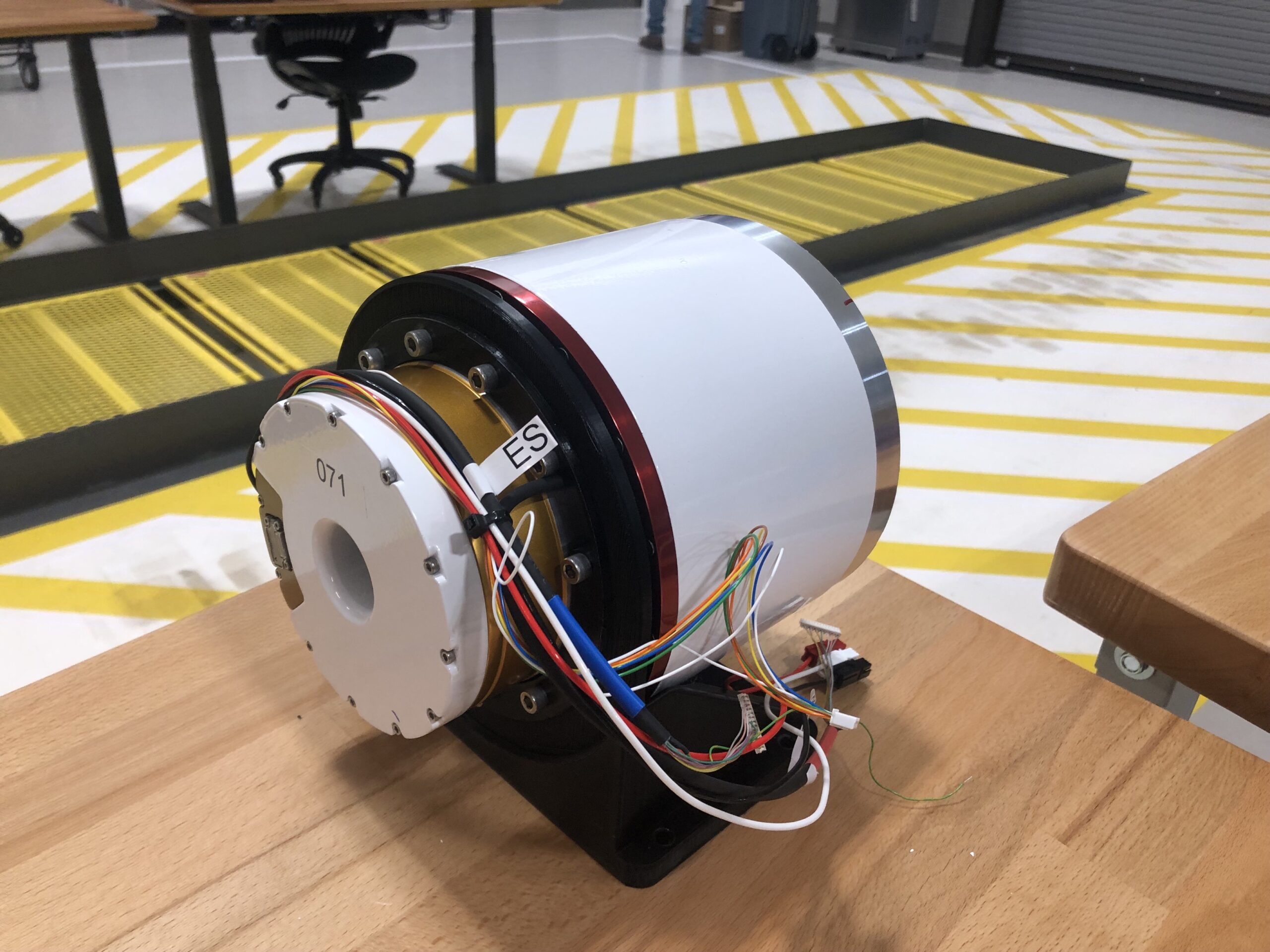 Low speed output motor sitting on a table